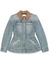 Alexander Mcqueen Alexander Mc Queen Light Blue Washed Denim Jacket With Ruffles