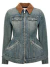 Alexander Mcqueen Alexander Mc Queen Light Blue Washed Denim Jacket With Ruffles