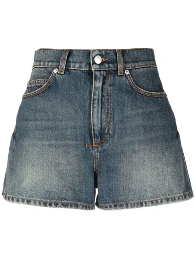 Alexander Mcqueen Flared Denim Shorts In Blue