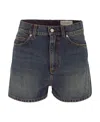 Alexander Mcqueen Flared Denim Shorts In Blue