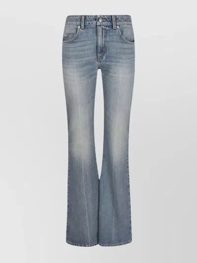 Alexander Mcqueen Flared Denim Trousers Contrast Stitching In Blue