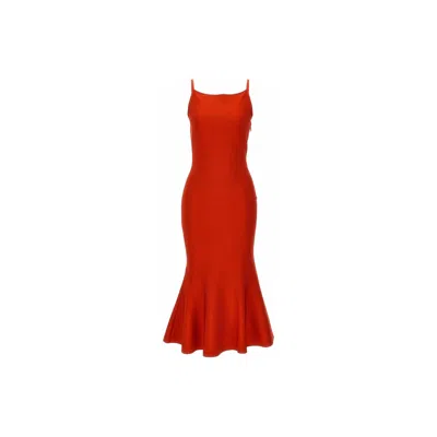 Alexander Mcqueen Flared Knit Dress Women In Red