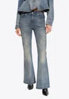 Alexander Mcqueen Flared-leg Faded Jeans In Blue