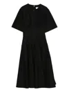 Alexander Mcqueen Cotton Poplin Midi Dress In Black