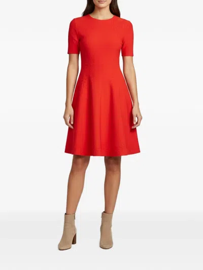 Pre-owned Alexander Mcqueen Flared Midi Dress In Red