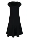 Alexander Mcqueen Flared Square-neck Knit Midi Dress In Black  