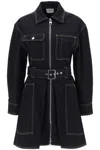 Alexander Mcqueen Zip-up Denim Shirt Dress In Blue