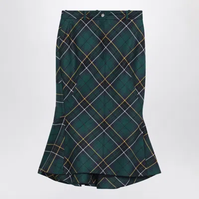 Alexander Mcqueen Flared Skirt In Wool Tartan In Animal Print