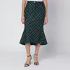 Alexander Mcqueen Navy Green And Yellow Wool Tartan Pencil Skirt In Blue