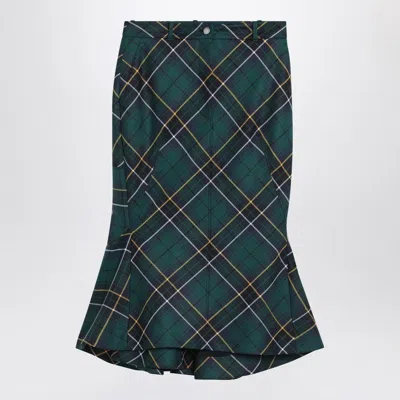 Alexander Mcqueen Flared Skirt In Wool Tartan In Purple