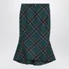 Alexander Mcqueen Wool Tartan Flared Skirt With Belt Loops In Green