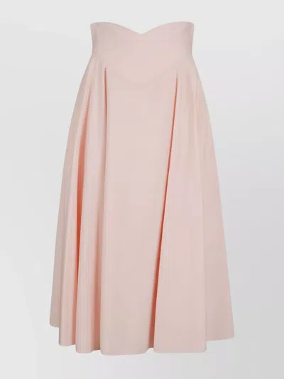 Alexander Mcqueen Cotton Flared Midi Skirt In Pink