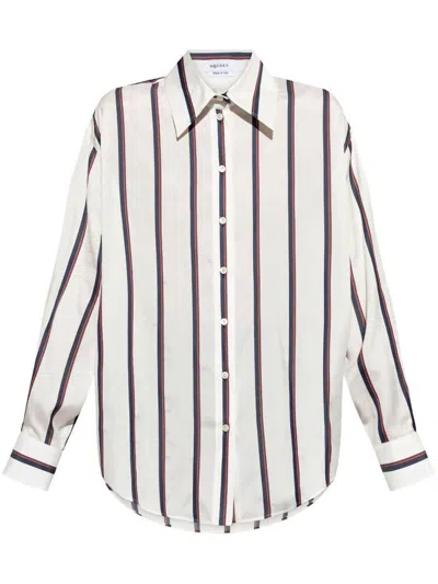 Alexander Mcqueen Flared Striped Silk Shirt