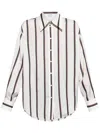 Alexander Mcqueen Flared Striped Silk Shirt
