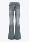 Alexander Mcqueen Flared High-waisted Jeans With Vintage Appeal In Blue