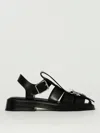 Alexander Mcqueen Round Toe Leather Sandals With Buckle Detail In Black