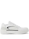 Alexander Mcqueen Men White Canvas And Leather Plimsoll Sneakers In White