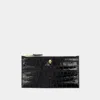 Alexander Mcqueen Flat Zip W/cc Wallet -  - Black - Leather In Black