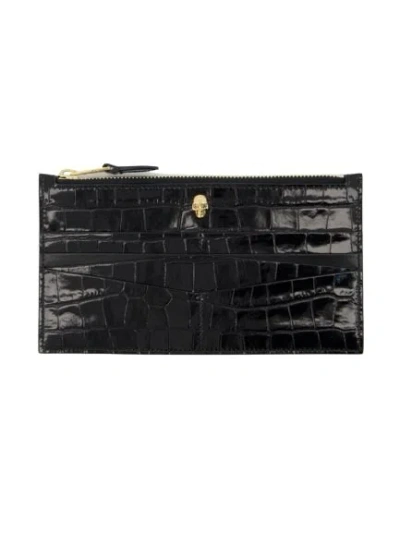 Alexander Mcqueen Flat Zip W/cc Wallet  - Black - Leather