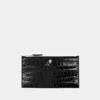 Alexander Mcqueen Flat Zip W/cc Wallet -  - Black - Leather In Black