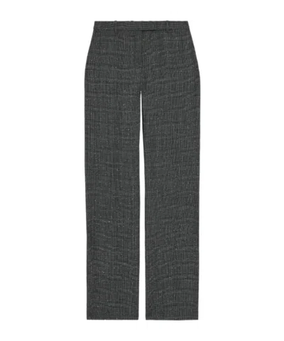 Alexander Mcqueen Flecked Glen Check Tailored Trousers In Gray