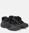 Alexander Mcqueen Flexion Rubber-trimmed Textured-leather Sneakers In Black