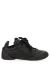 Alexander Mcqueen Flexion Rubber-trimmed Textured-leather Sneakers In Black