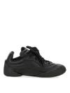 Alexander Mcqueen Flexion Rubber-trimmed Textured-leather Sneakers In Black