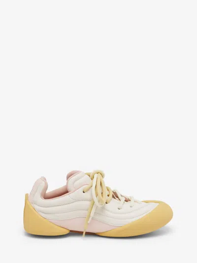 Alexander Mcqueen Leather Flexion Sneakers In Off-white/pink