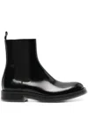 Alexander Mcqueen Man Black Leather Chelsea Float Ankle Boots In 黑色