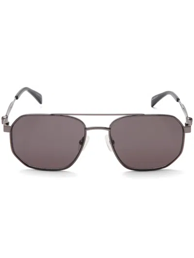 Alexander Mcqueen Floating Skull Metal Caravan Sunglasses In Schwarz