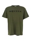 Alexander Mcqueen Pure Cotton T-shirt With Mcqueen Logo Detail In Green