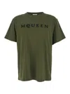 Alexander Mcqueen Pure Cotton T-shirt With Mcqueen Logo Detail In Green