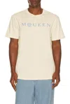 Alexander Mcqueen Men Cotton T-shirt With A Flocked Logo Printed In Neutral