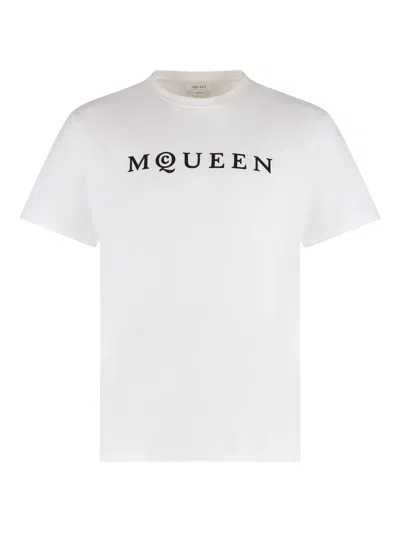 ALEXANDER MCQUEEN FLOCKED-LOGO T-SHIRT