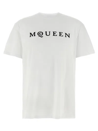 Alexander Mcqueen Flocked Logo T-shirt In White
