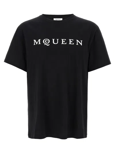 Alexander Mcqueen Logo Lettering Crewneck T-shirt In Black