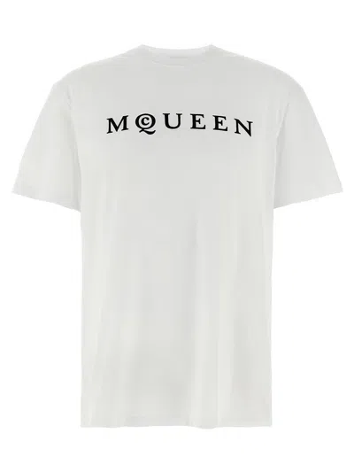 Alexander Mcqueen Flocked 'mcqueen' T-shirt In White