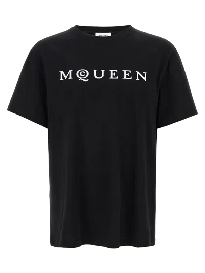 Alexander Mcqueen Logo Lettering Crewneck T-shirt In Black