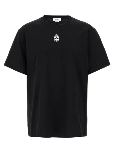 Alexander Mcqueen Black Flocked Skull T-shirt