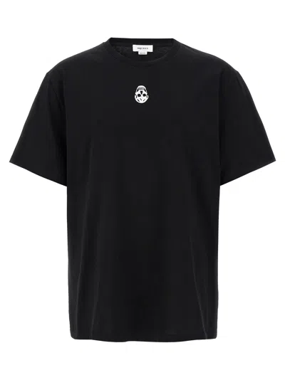 Alexander Mcqueen Black Flocked Skull T-shirt