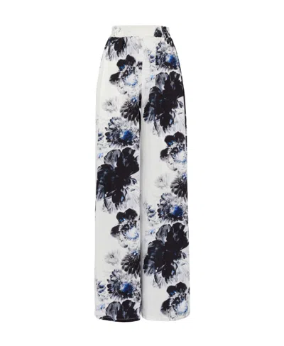 Alexander Mcqueen Flora-printed Elasticated Waistband Trousers In White