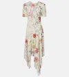 Alexander Mcqueen Floral Asymmetric Midi Dress In Multi