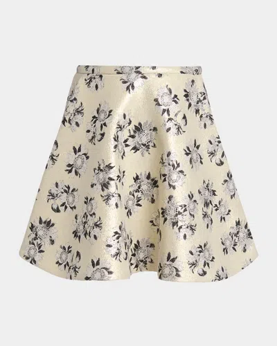 Alexander Mcqueen Floral Brocade Mini Skirt In Orange