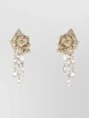 Alexander Mcqueen Floral Drop Earrings Featuring Crystal Embellishments In Gold