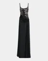 Alexander Mcqueen Mcqueen Embellished Draped Crepe Gown In Black