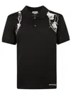 Alexander Mcqueen Flower Harness Embroidered Cotton Polo-shirt In Black