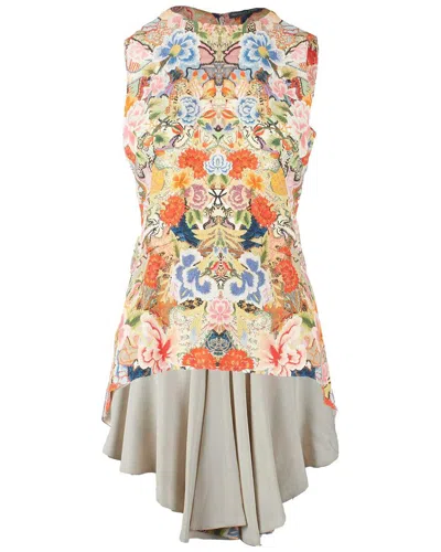 Alexander Mcqueen Floral Kaleidoscope Peplum Top In Multi