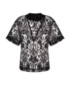 Alexander Mcqueen Floral-lace Short-sleeve Top In Black