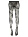 Alexander Mcqueen Floral Lace Tights In Crimson Clothing In Black